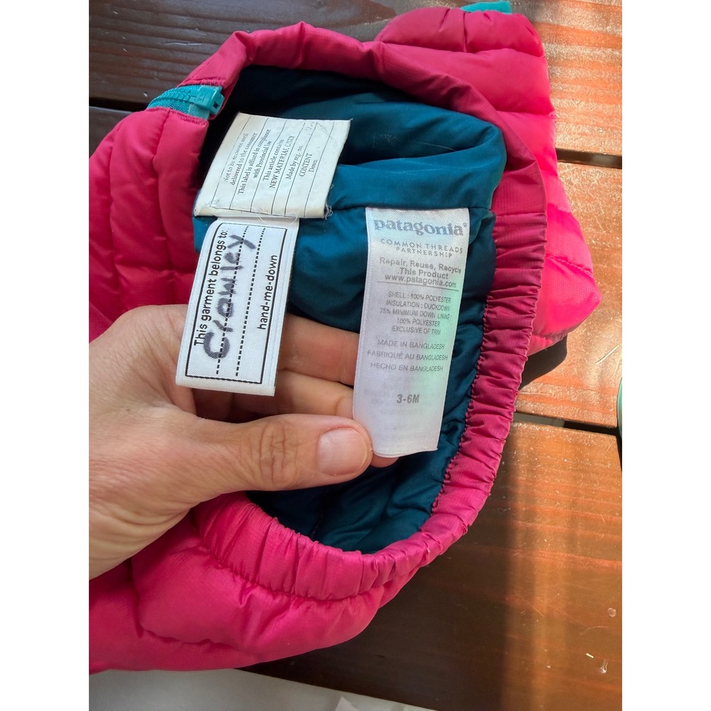 Patagonia Baby Down Sweater Pink Puffer Jacket 3-6M 60519 FA16 - Picture 4 of 9